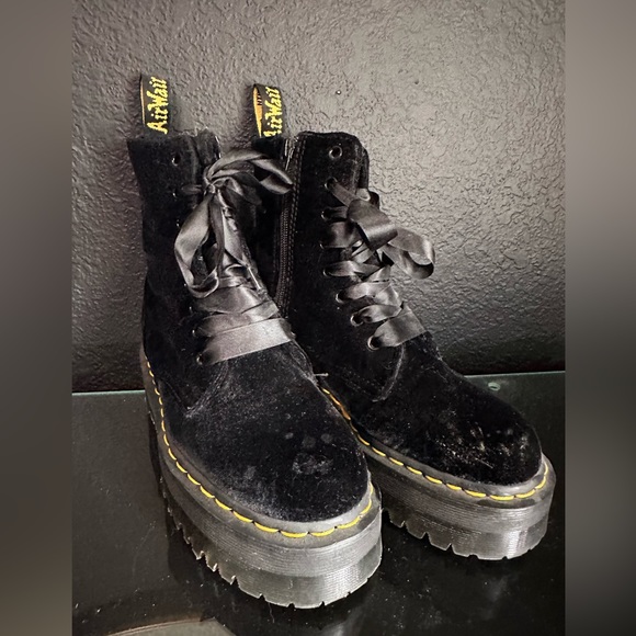 Dr. Martens Shoes - BEST OFFER Dr.Martens Velvet Jason’s platform with ribbon laces